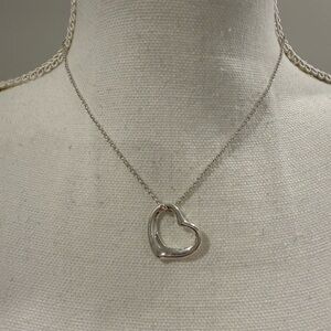 Tiffany & Co. Elsa Peretti open heart pendant medium 16” chain 22mm heart